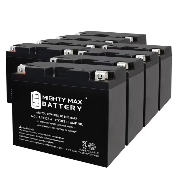 YT12B-4 12V 10Ah Replacement Battery compatible with Tractor Motobatt YT12B4 - 8PK, Mighty Max Battery, Mfr#: MAX4022270